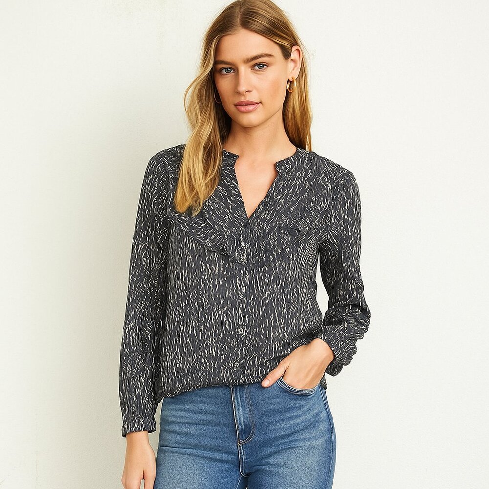 Heartloom Black & White Print Long-Sleeve Blouse